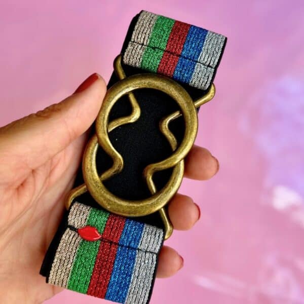 ceinture élastique multicolore arc-en-ciel