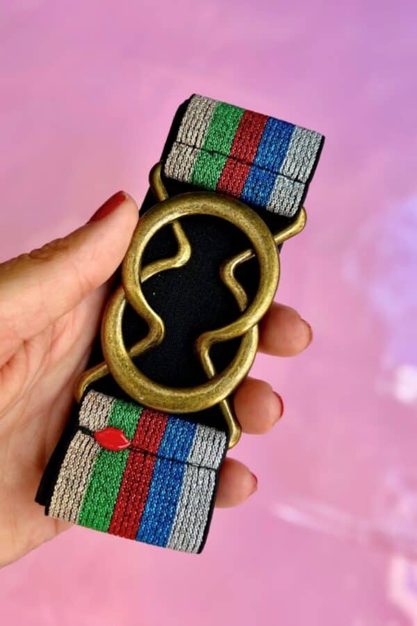 ceinture élastique multicolore arc-en-ciel