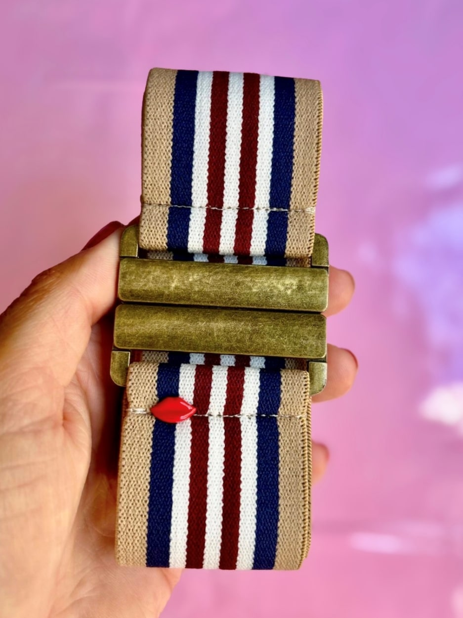 ceinture élastique rayée multicolore