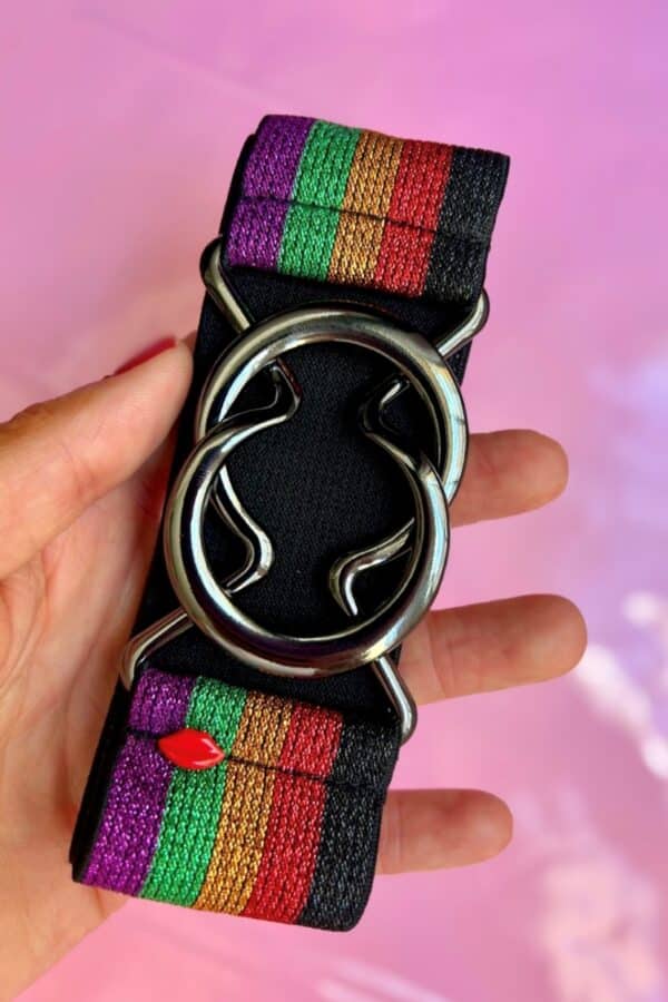 ceinture élastique multicolore arc-en-ciel