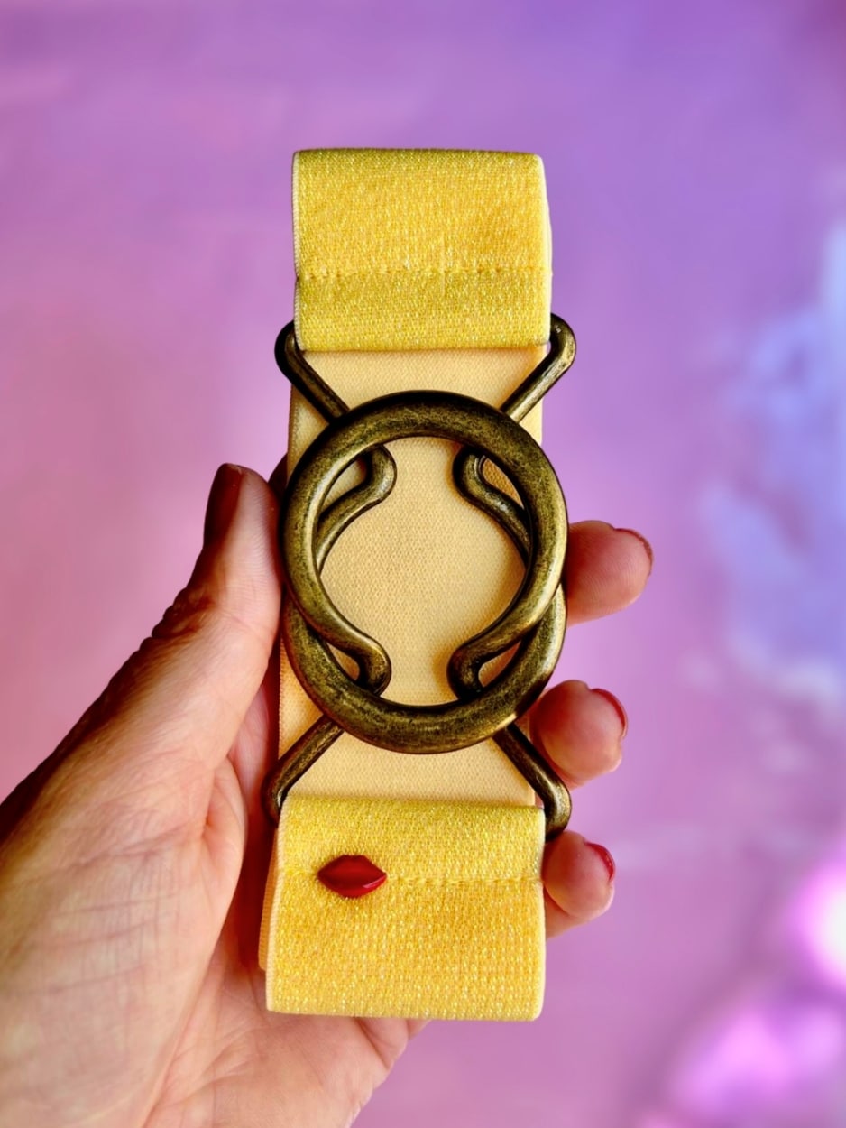 ceinture élastique jaune pailletée