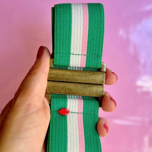 ceinture élastique verte et rose