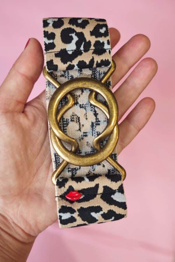 ceinture élastique léopard beige