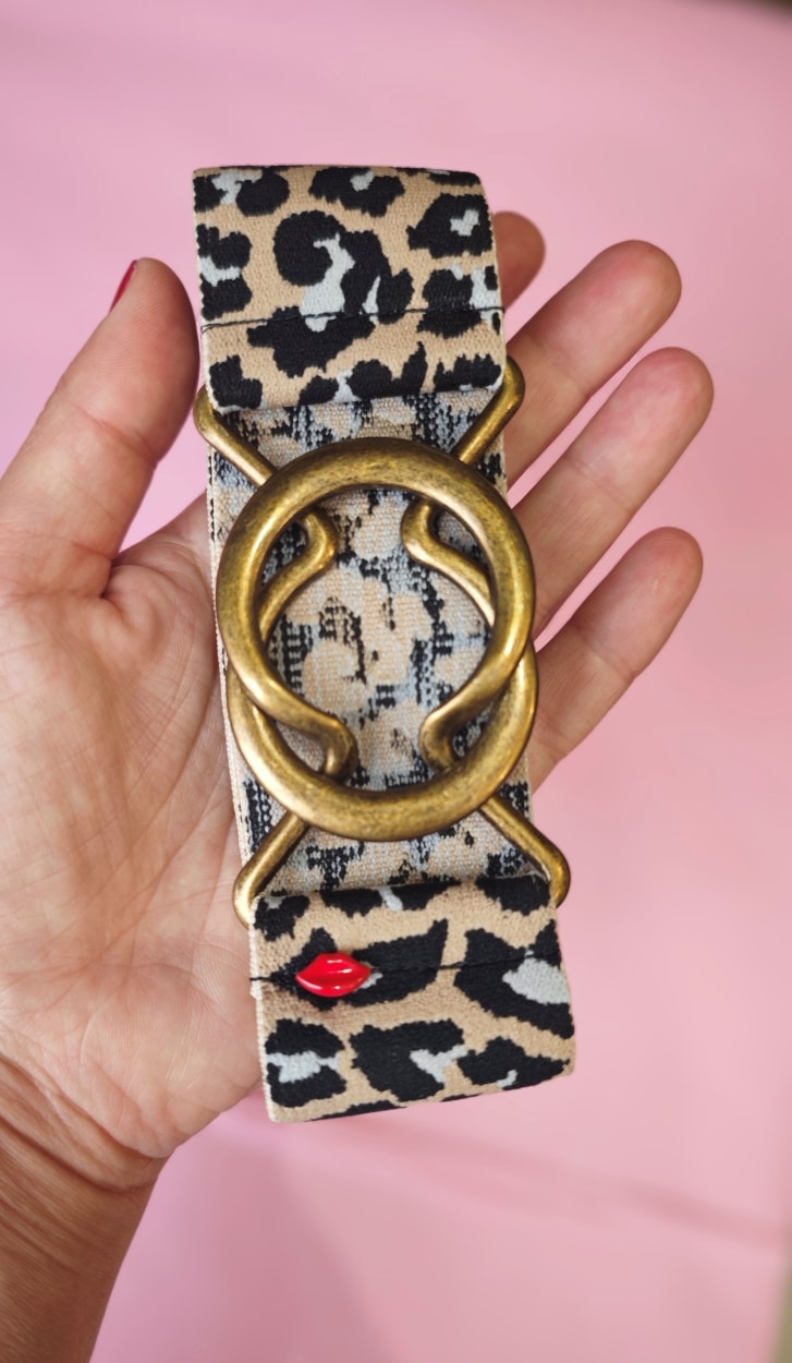 ceinture élastique léopard beige