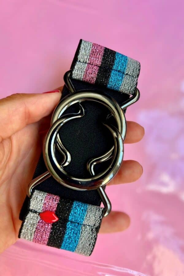 ceinture élastique multicolore arc-en-ciel