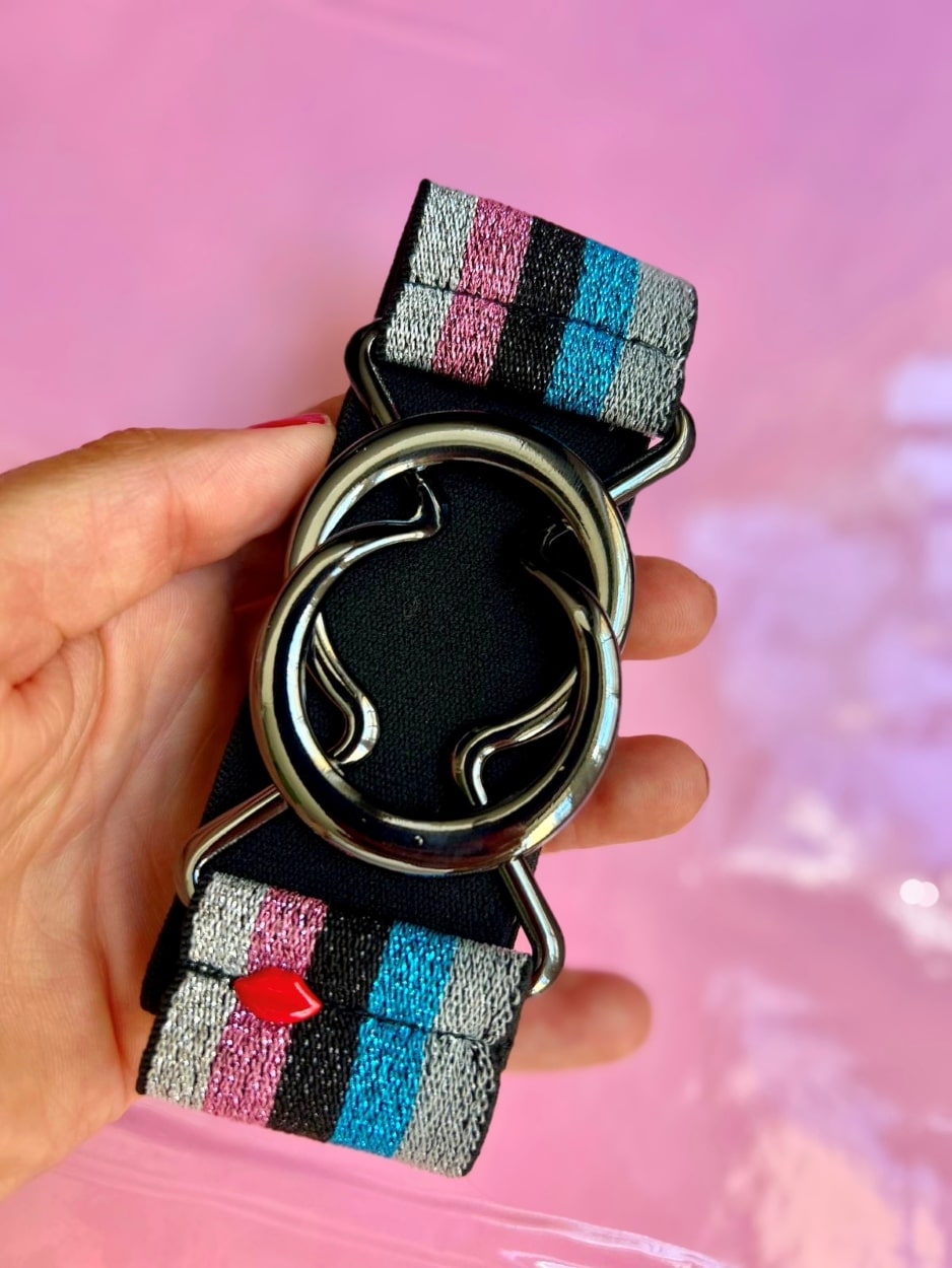 ceinture élastique multicolore arc-en-ciel