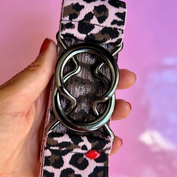 ceinture élastique léopard rose
