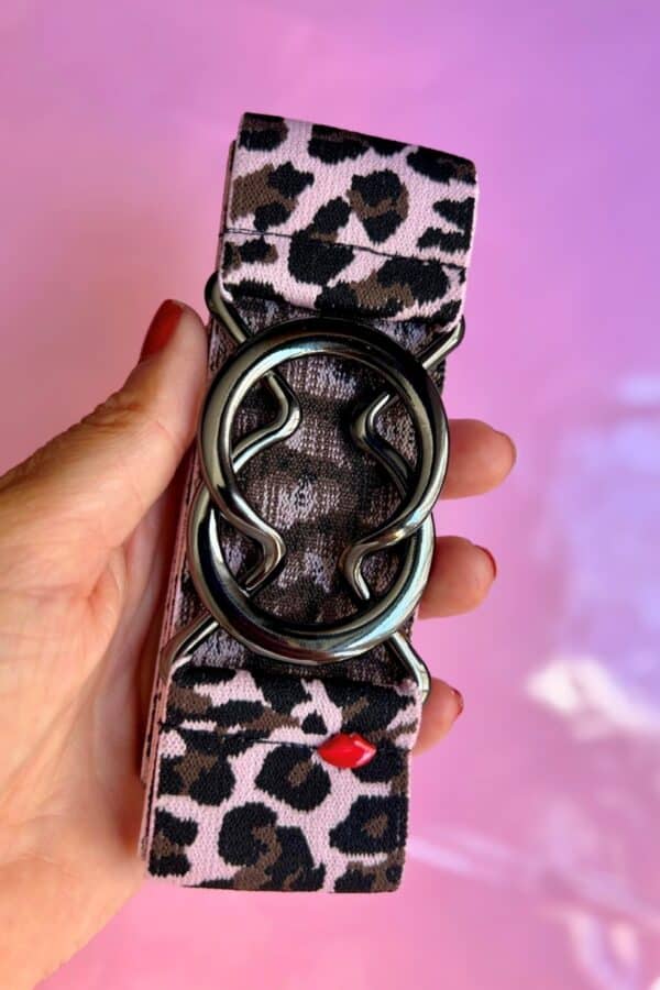 ceinture élastique léopard rose