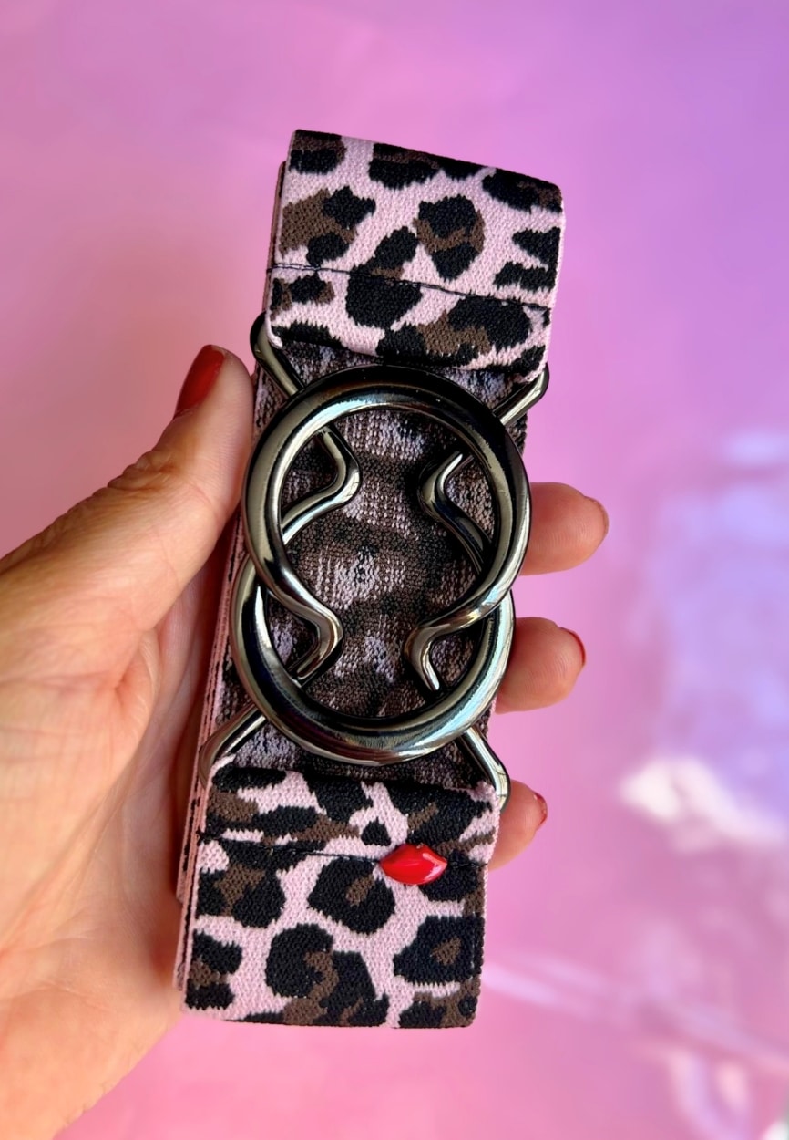 ceinture élastique léopard rose