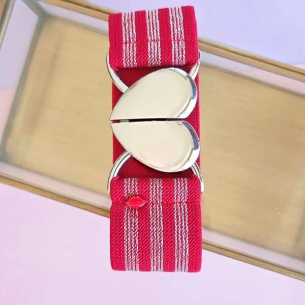 ceinture élastique rouge et argentée Carmela