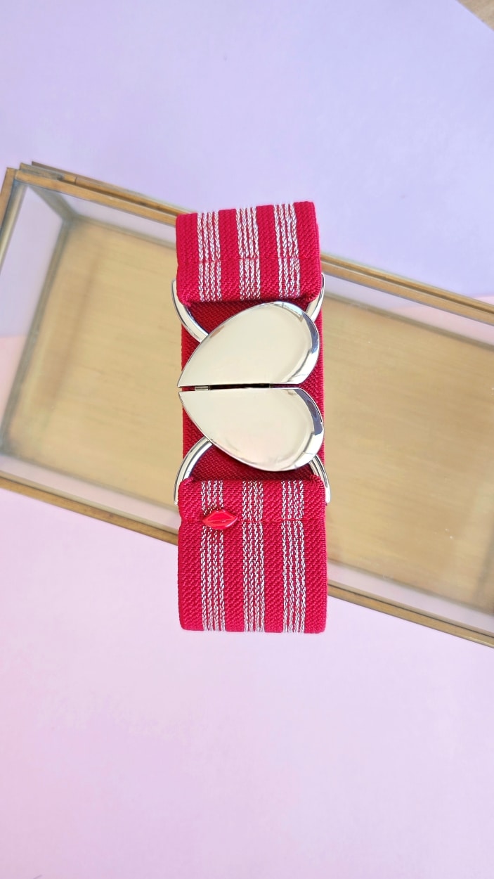ceinture élastique rouge et argentée Carmela