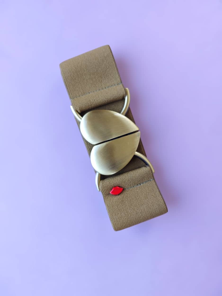 ceinture-elastique-gaya-vert-ocre