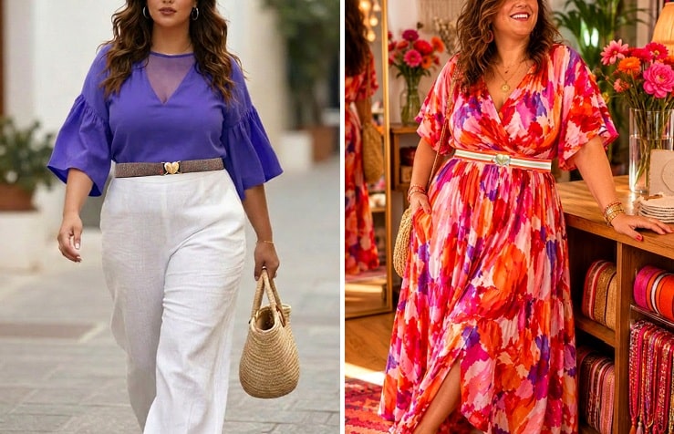 Ceinture élastique grande taille colorée Cha-Chas portée sur un pantalon et sur une robe