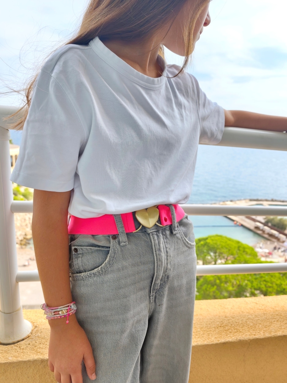 ceinture-elastique-rose-fluo-ilaria-portée-enfant-fille